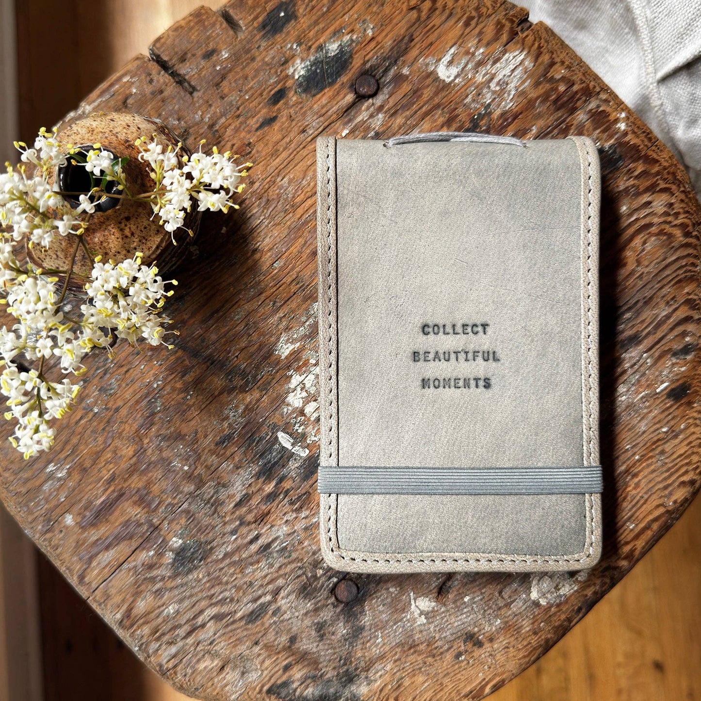 Mini Collect Beautiful Moments Leather Journal - Stone