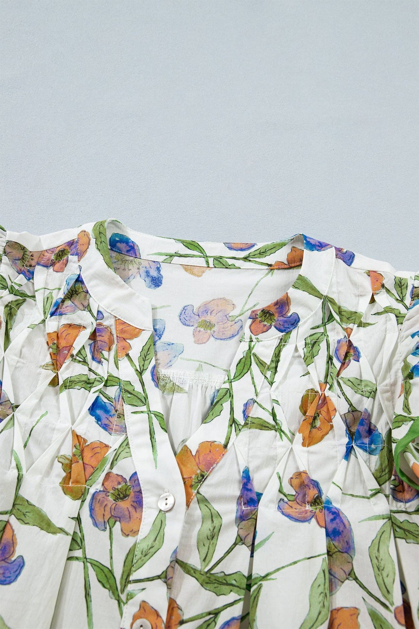 Kaliyah Binding Tape Cotton Blouse: Green / L - 12/14