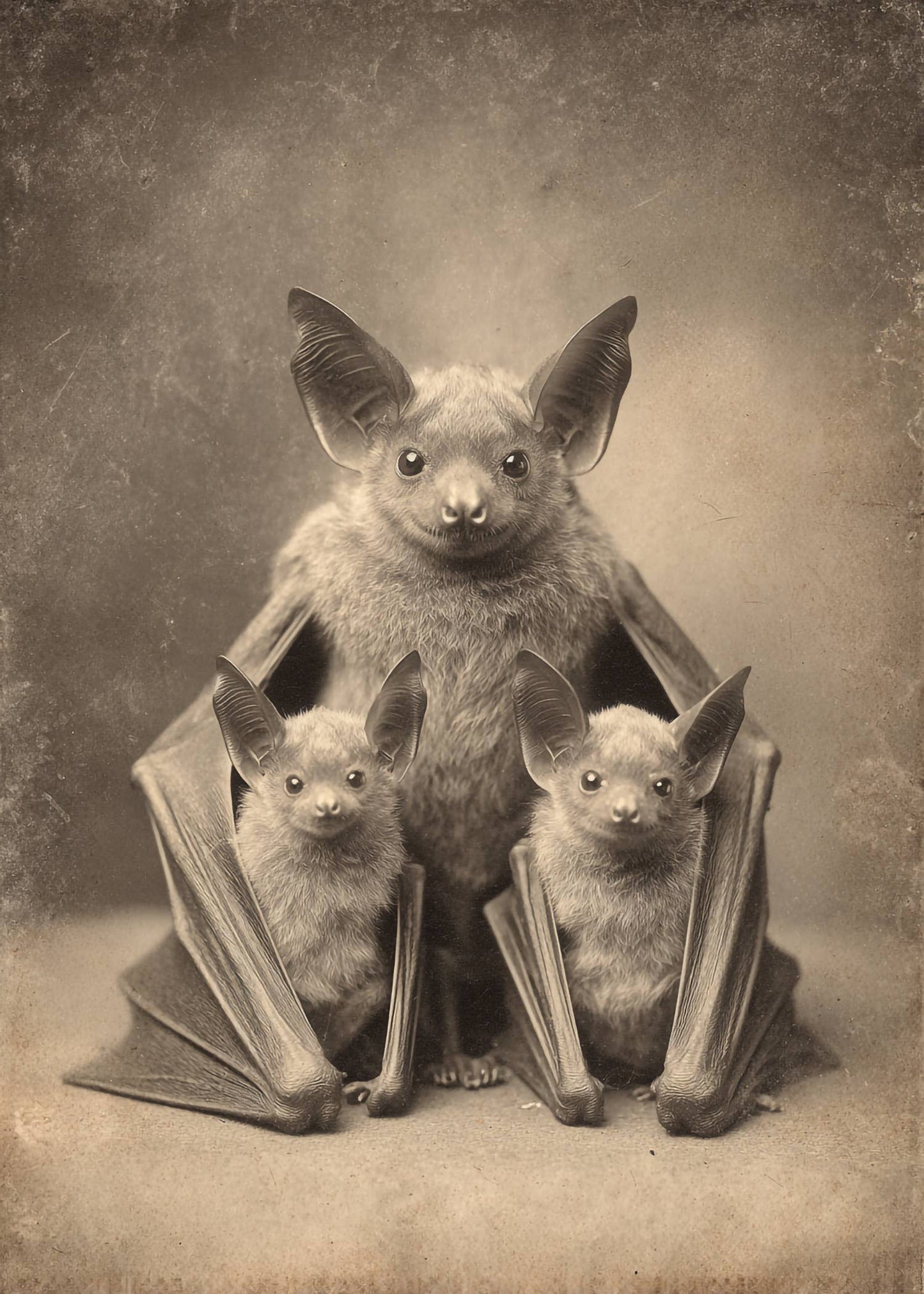 Victorian Bat Mother and Babies Gothic Mothers Day Card