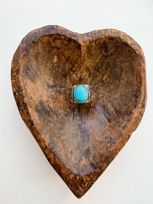 Western Statement Oval Ring - Turquoise 