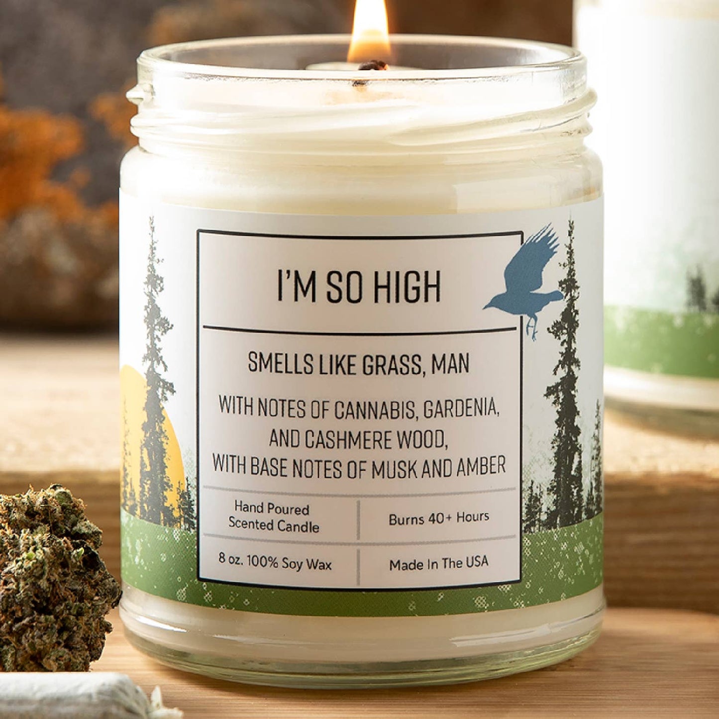 Cannabis Gardenia Hand-Poured Soy Candle – Earthy 8oz: 8 oz.