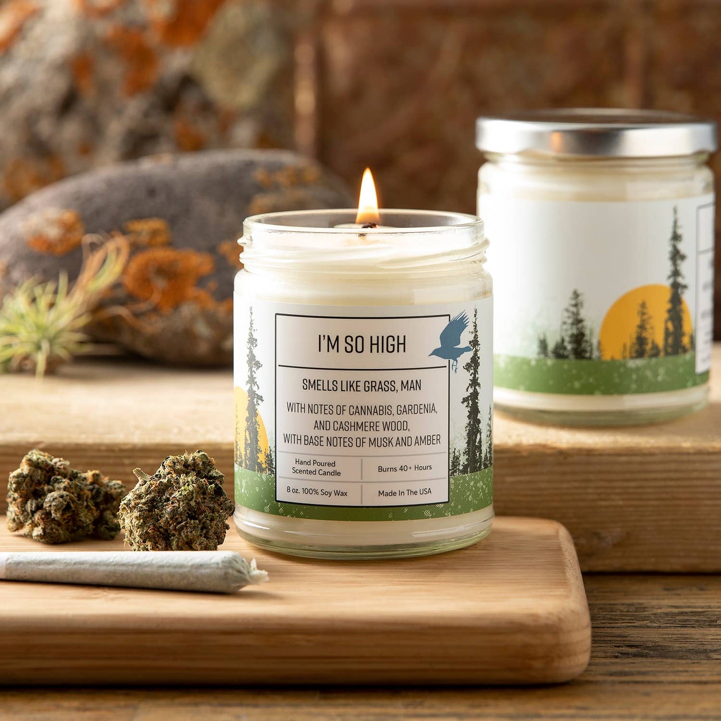 Cannabis Gardenia Hand-Poured Soy Candle – Earthy 8oz: 8 oz.