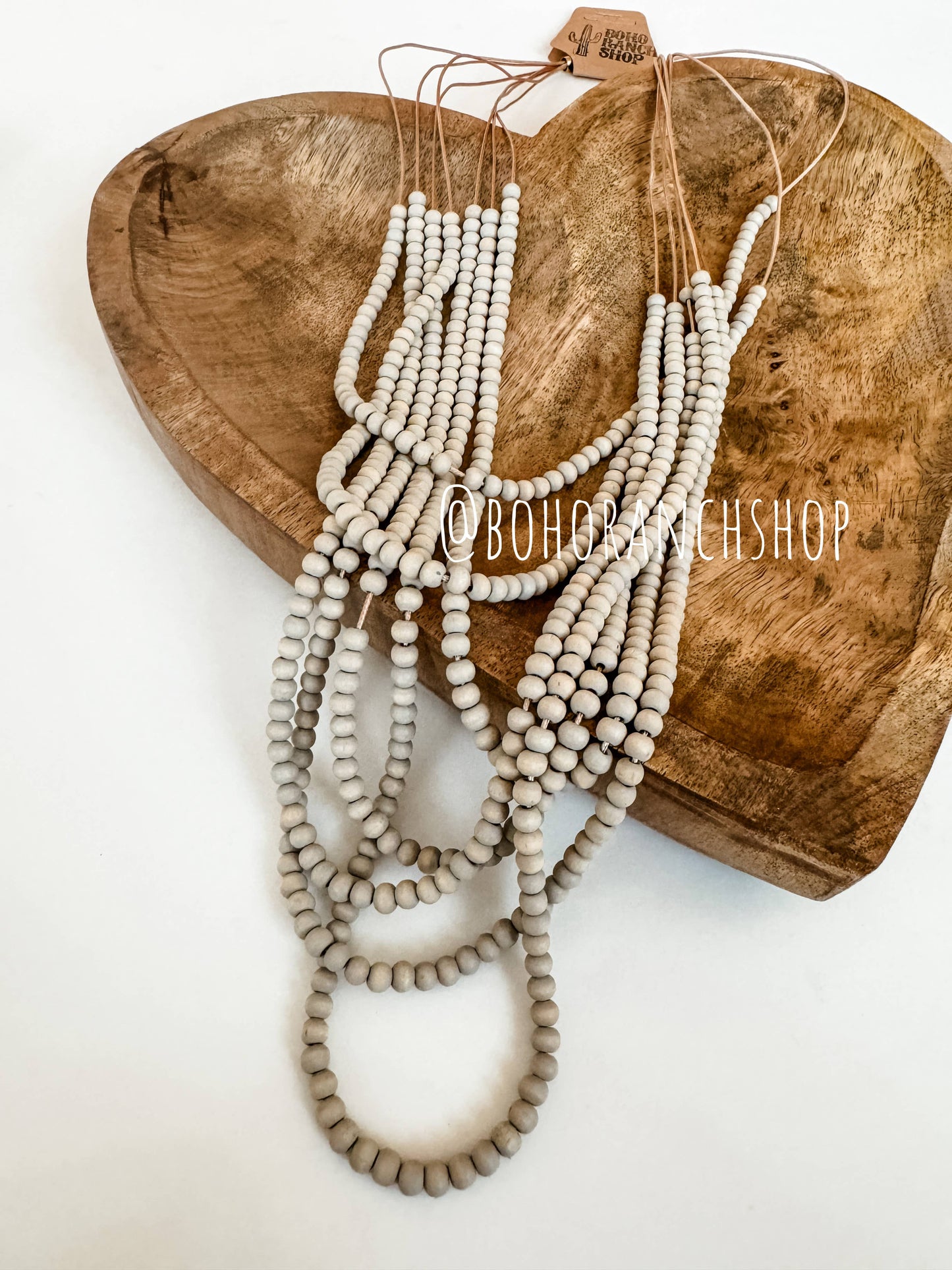 Multi Strand Wood Bead Boho Necklace: PASTEL YELLOW
