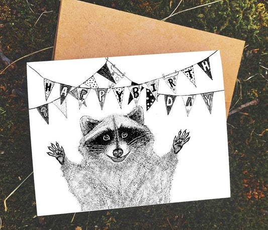 Happy Birthday Raccoon Card animal nature party