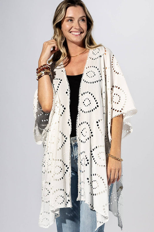 Lace Garden Duster Kimono: 01-NATURAL / 2 / One Size