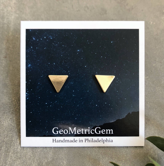 Solid Tri Studs~ 14K Gold Plated Triangle Earrings