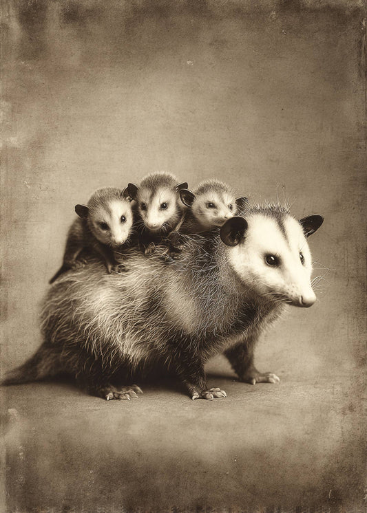 Victorian Opossum Mother Babies Mothers Day Card