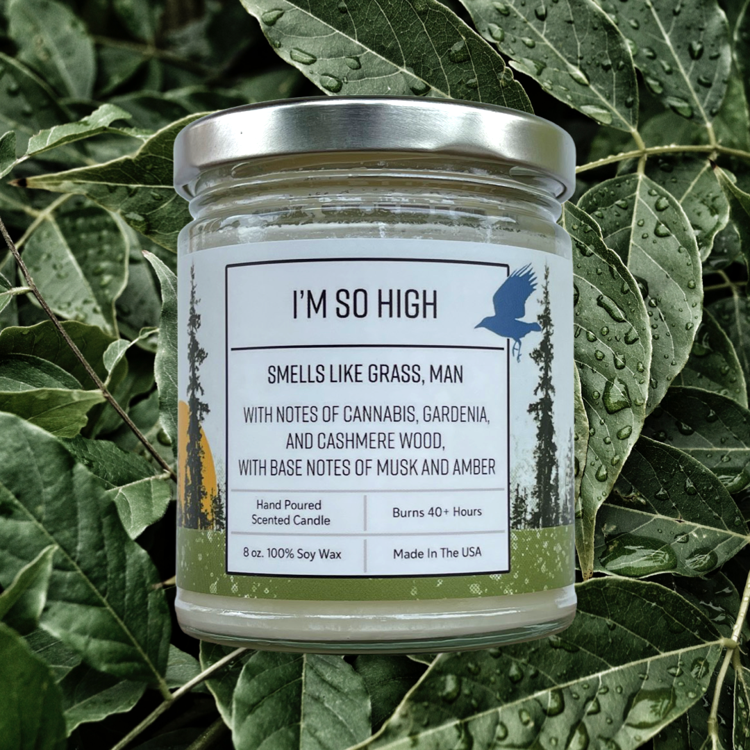 Cannabis Gardenia Hand-Poured Soy Candle – Earthy 8oz: 8 oz.