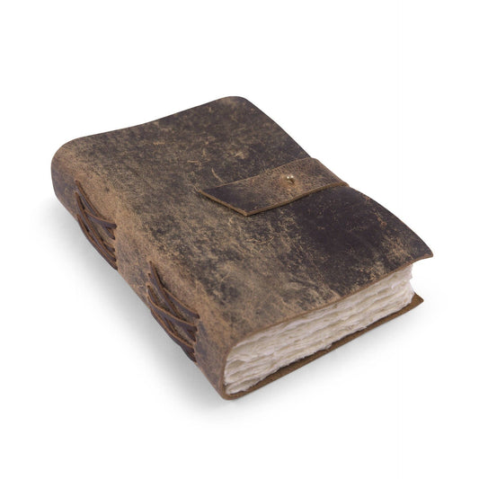 Scratched Brown Leather Journal: Medium 13.5"x10"