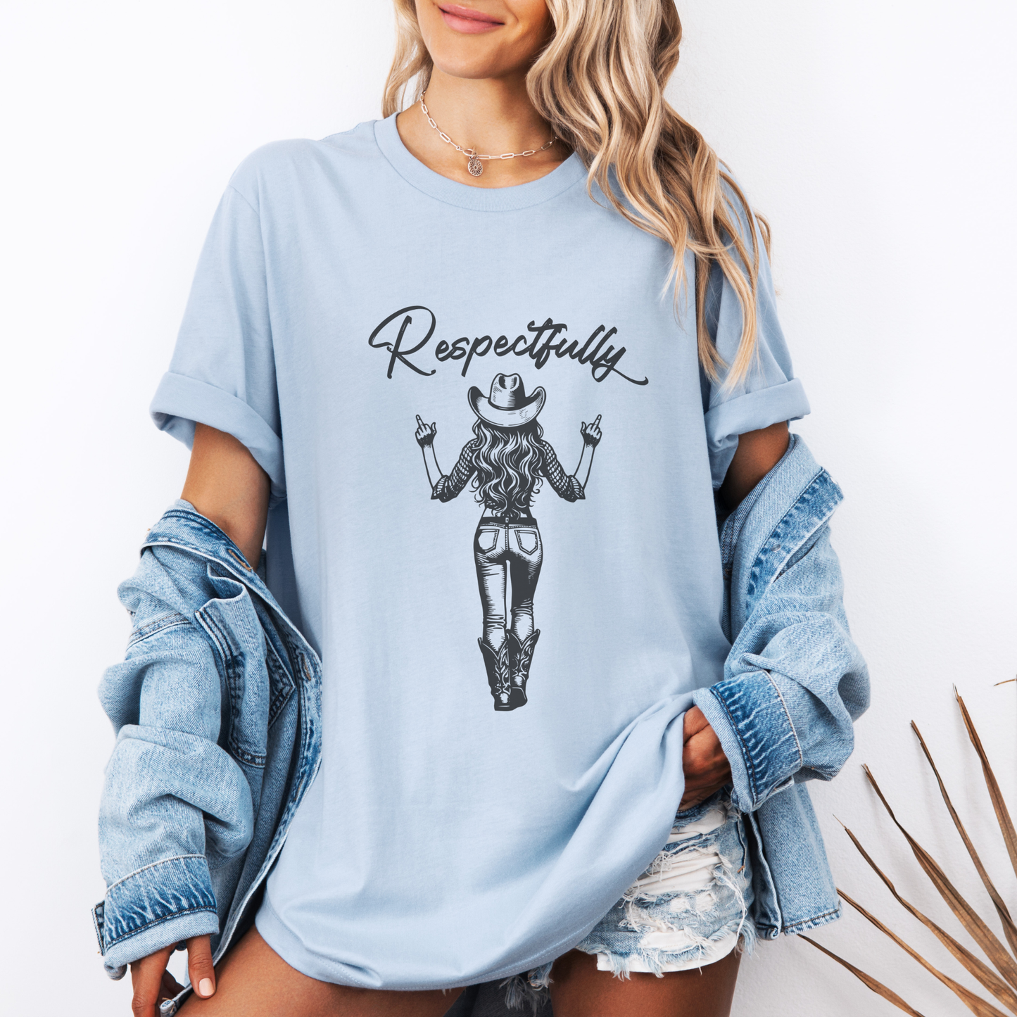 Respectfully Funny Western Cowgirl Graphic T-Shirt: Olive / XLarge