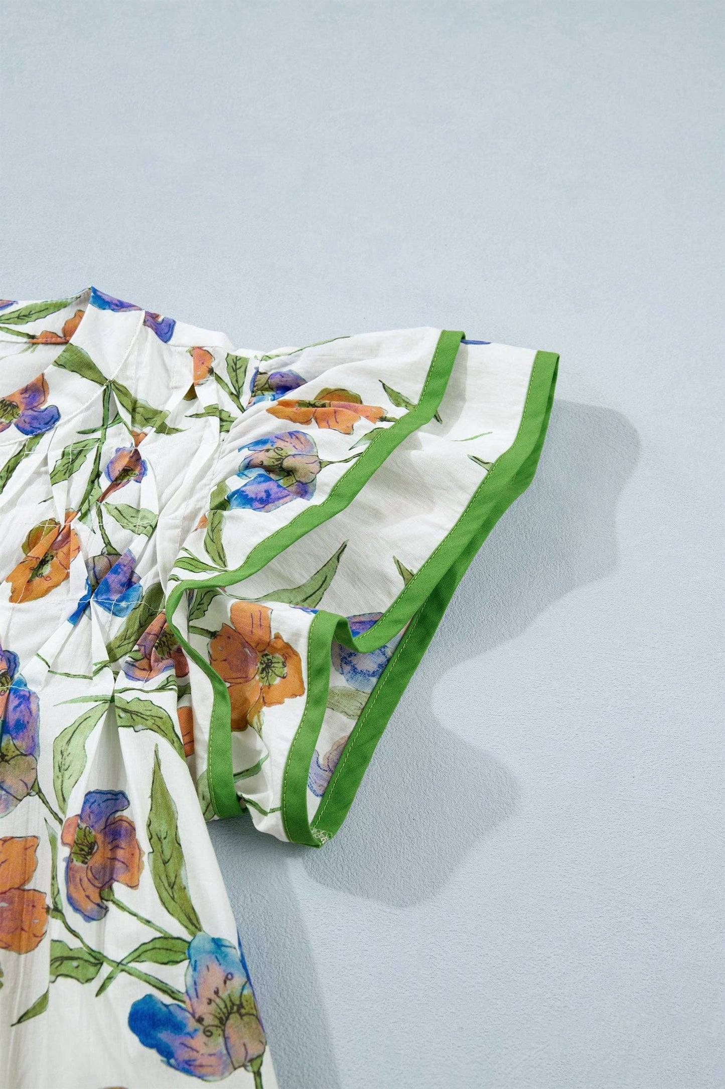 Kaliyah Binding Tape Cotton Blouse: Green / L - 12/14
