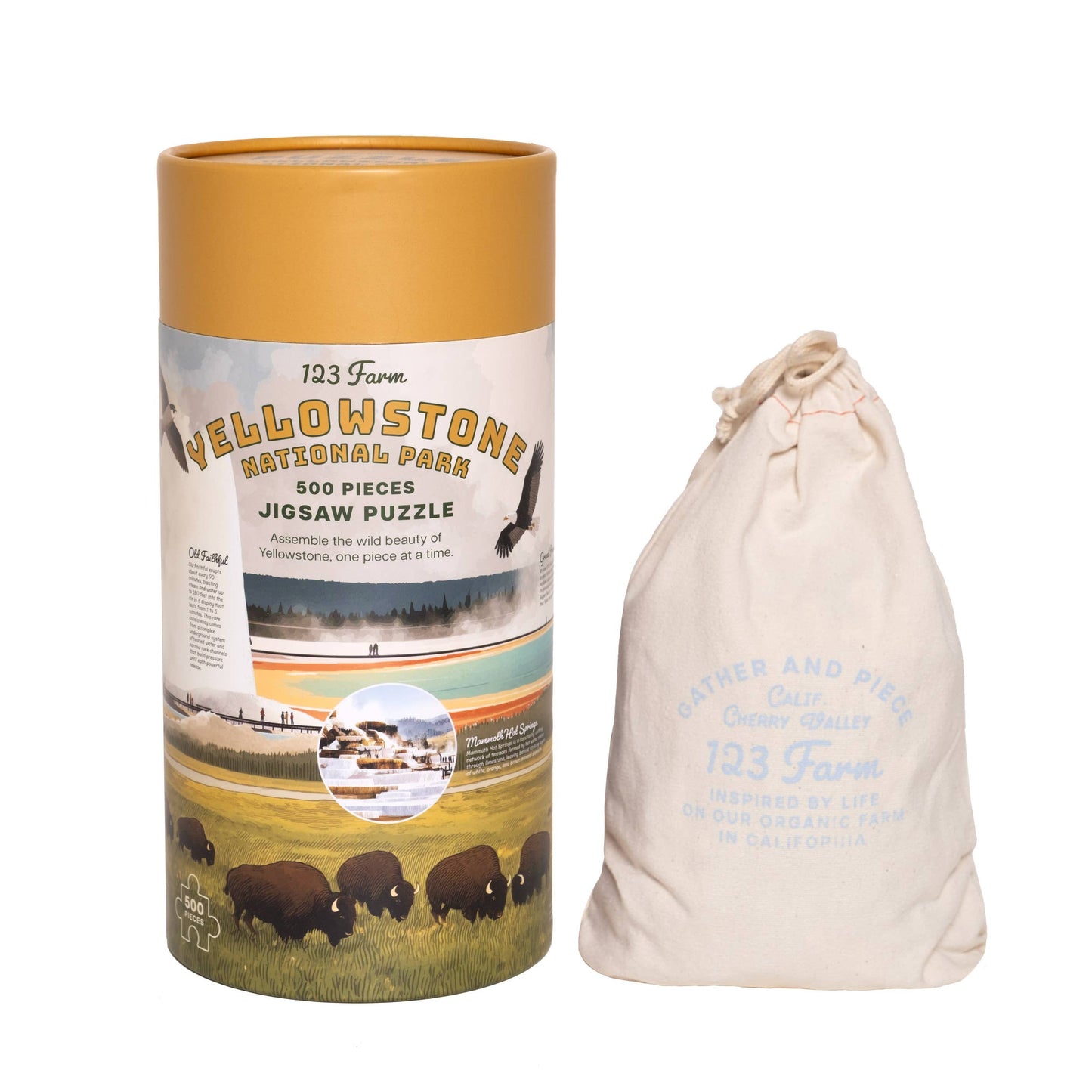 Yellowstone Puzzle – 500 Pc Tube with Vintage Illustrations