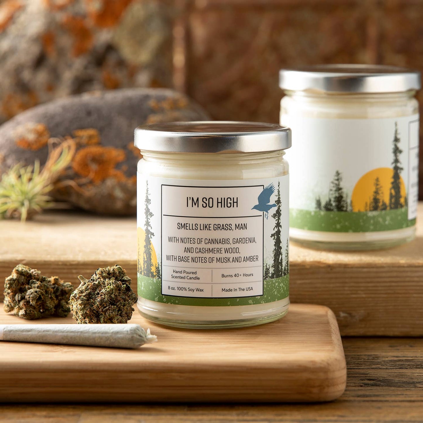 Cannabis Gardenia Hand-Poured Soy Candle – Earthy 8oz: 8 oz.