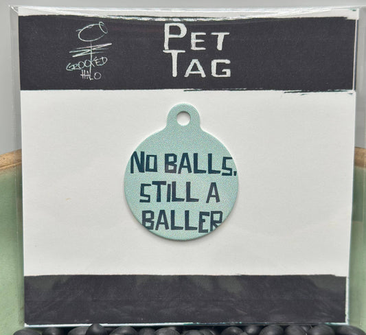 'Still A Baller" Metal Pet Tag Charm: Hanging Cello Bag