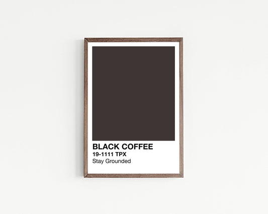 Black Coffee Poster | Minimalist Coffee Wall Art: 5x7