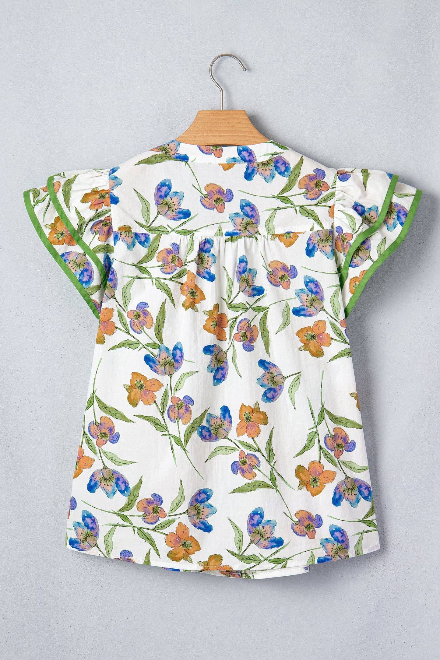 Kaliyah Binding Tape Cotton Blouse: Green / L - 12/14