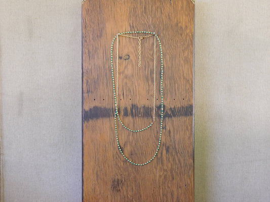 Simple Gold & Bead Chain Necklace: Green
