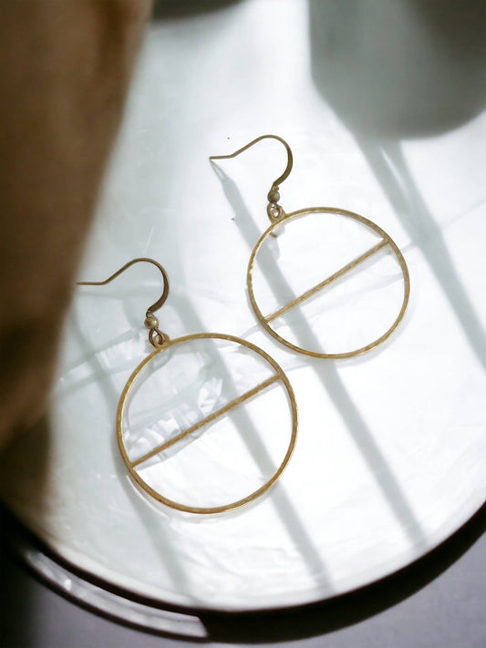 Helena Earrings ~ Statement Hammered Geometric Brass