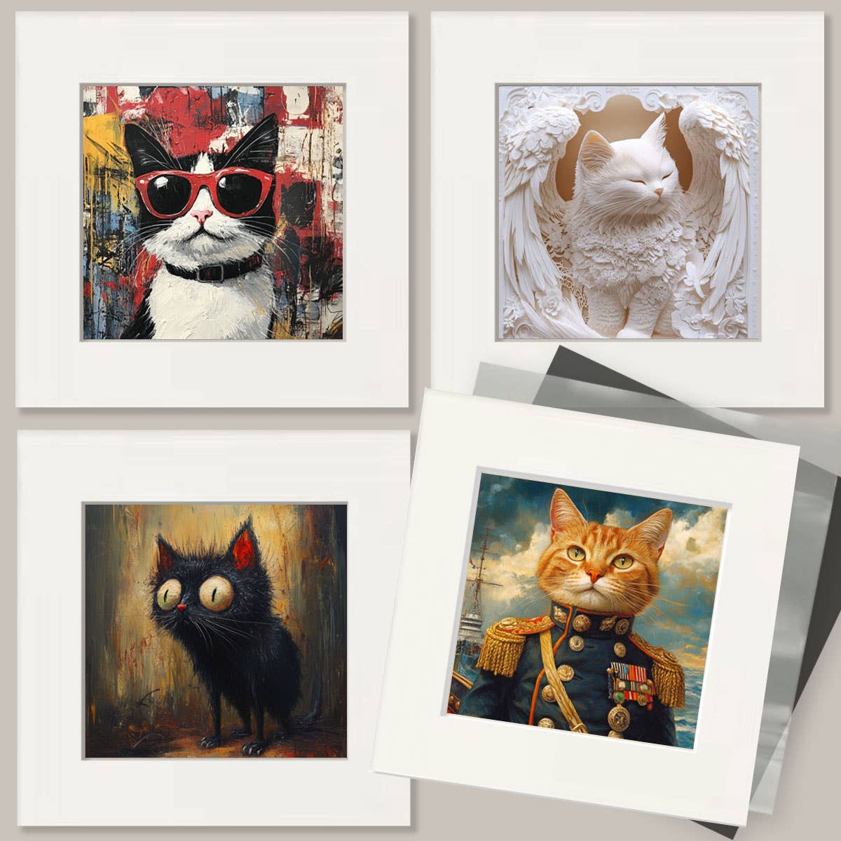 Scaredy Kitten - Cat and Kitten Wall Art Prints -  8"x10" Artwork for 11"x14" Frame