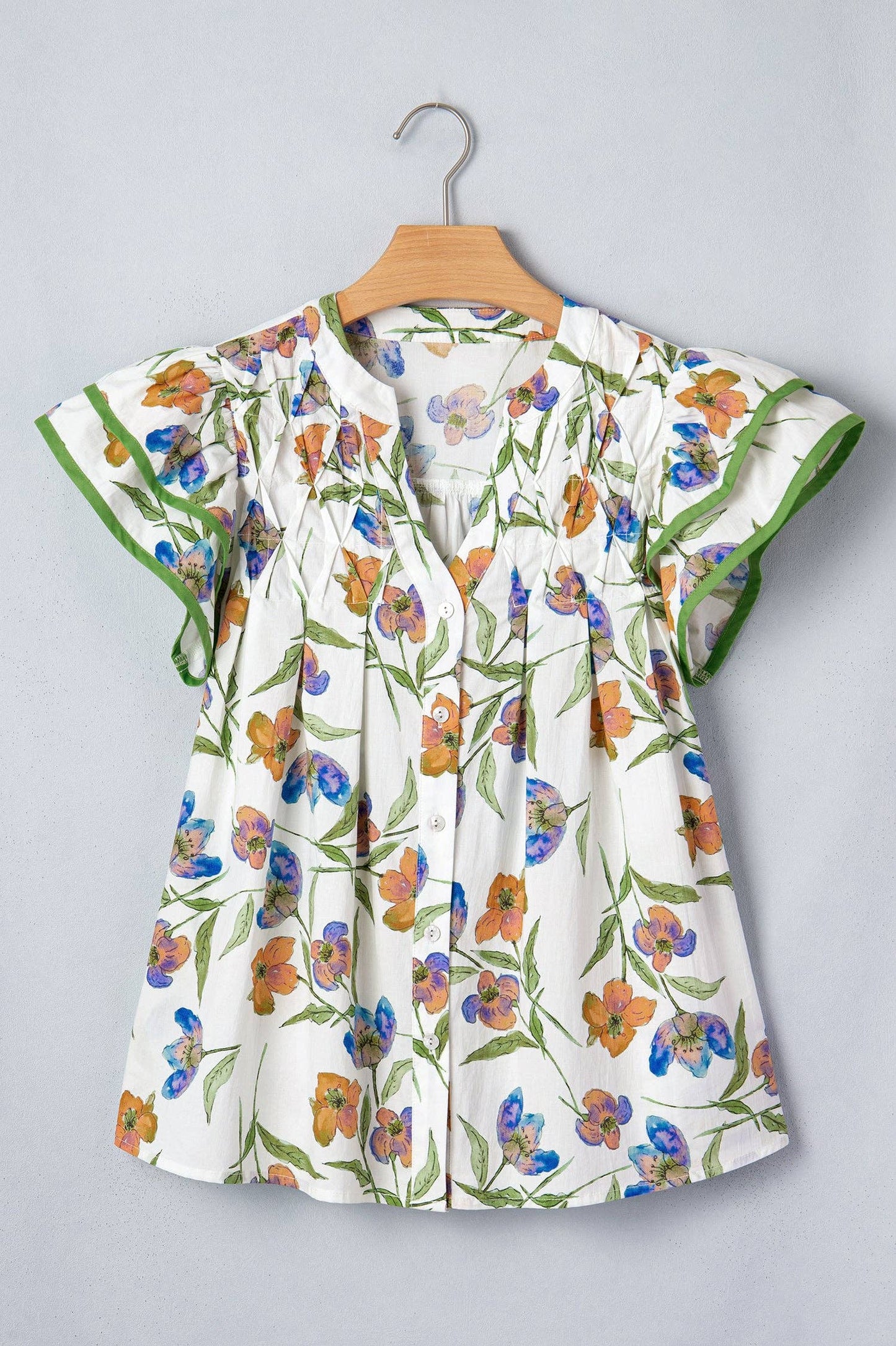 Kaliyah Binding Tape Cotton Blouse: Green / L - 12/14