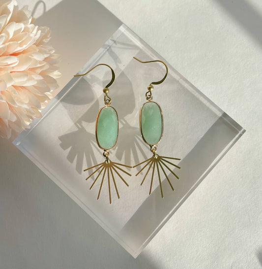 Seneca Earrings ~ Gold Plated Aventurine & Brass