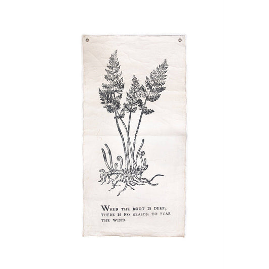 When The Root Is Deep - Botanical Hand Painted Wall Hanging 32"x63" (sizes vary)
