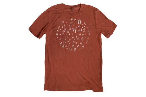 Nature Walk Tracks Comfy Tee: Rust / XL