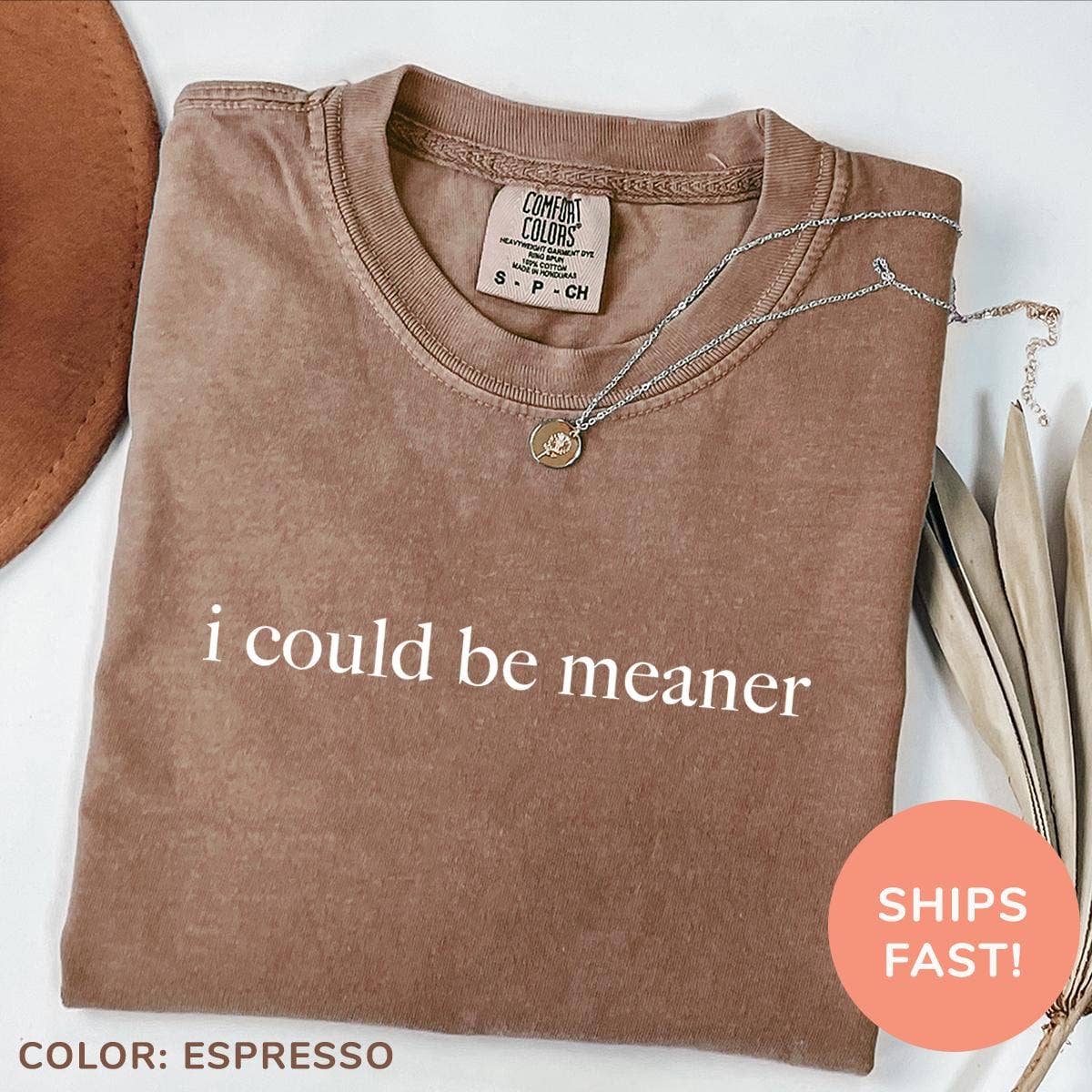 I Could Be Meaner Funny Quote Sarcastic Shirt: T-shirt / Sand / M