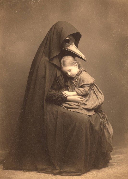 Victorian Plague Doctor Mother and Child Mother's Day Card