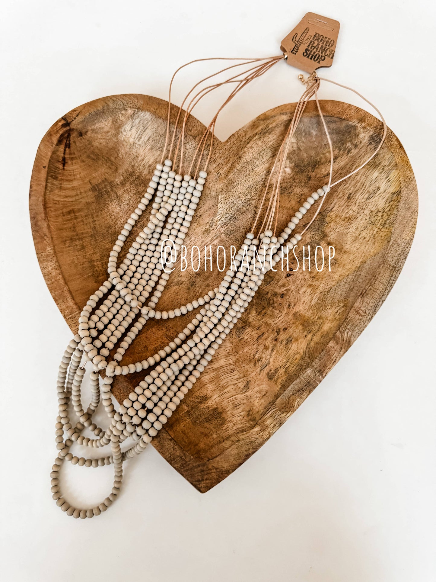 Multi Strand Wood Bead Boho Necklace: PASTEL YELLOW