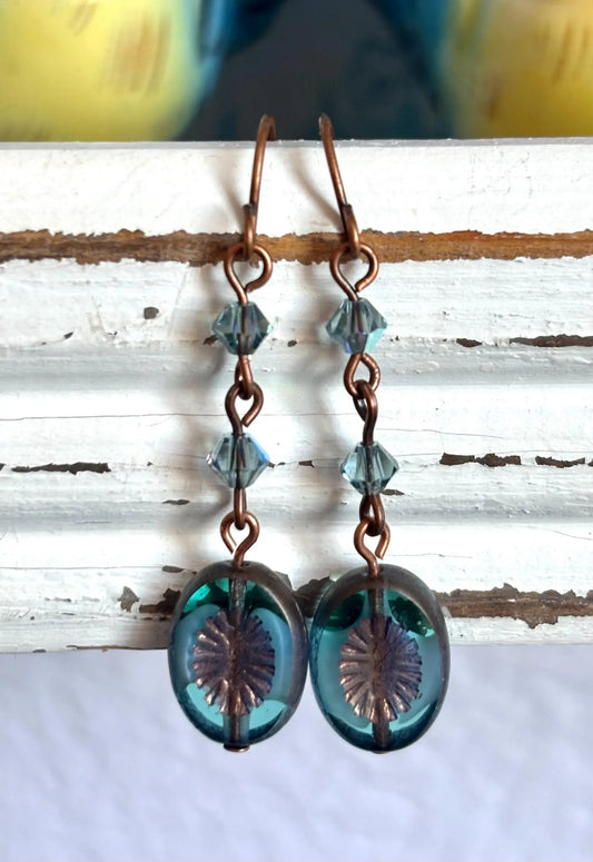 Blue Glass & Indian Sapphire Swarovski Earrings – Antique Co