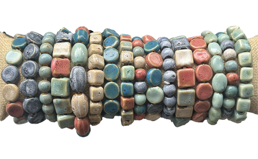 Beach Day Solid and Multi Clay Bead Stretch Bracelets