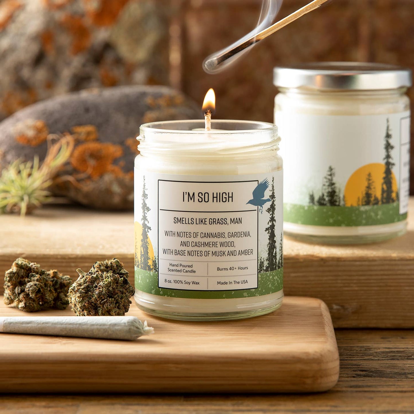 Cannabis Gardenia Hand-Poured Soy Candle – Earthy 8oz: 8 oz.
