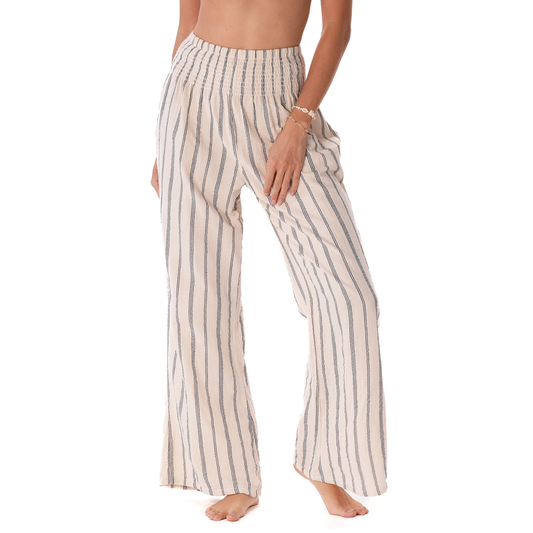 Sailor Stripe Cotton Wide Leg Pants: M